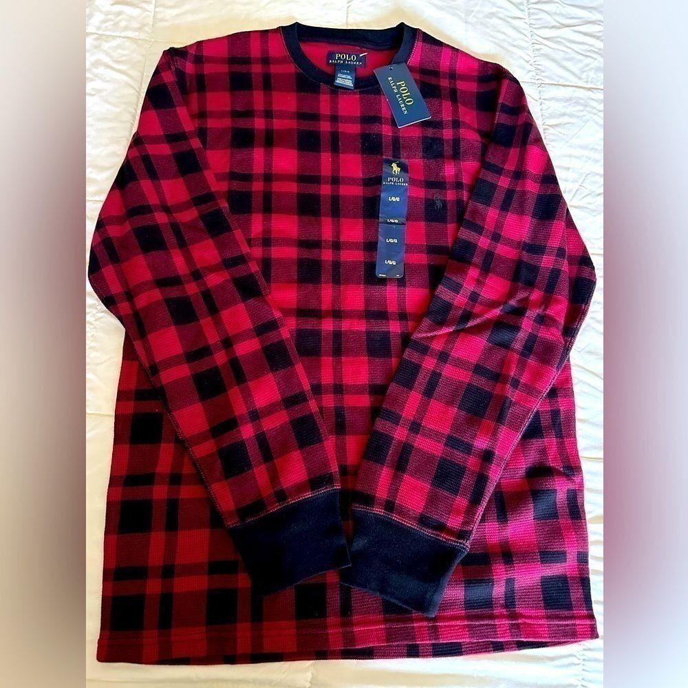 NWT MENS Polo Ralph Lauren Long Sleeve Thermal Buffalo Plaid Design Size L